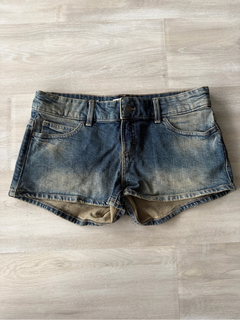 Cotton On Women's Blue Washed Denim Micro Low Denim Shorts